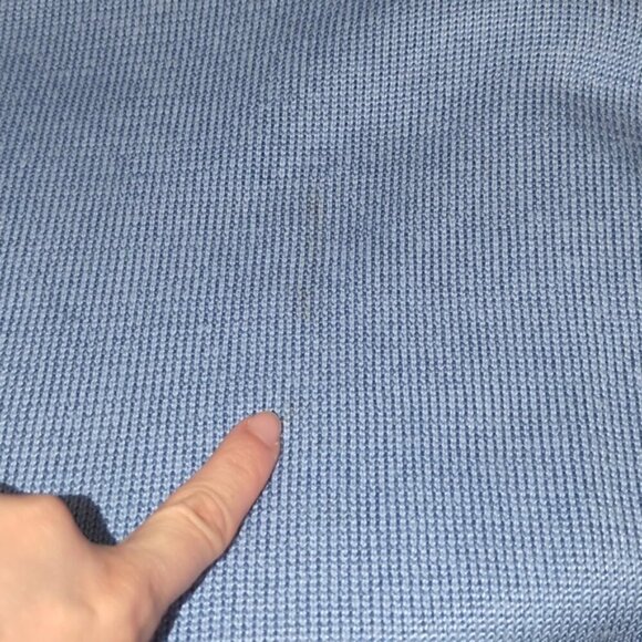 Vintage 80s Jewel Neck Sweater Knit Pullover Soft Blue Embellished Tunic - Picture 15 of 16